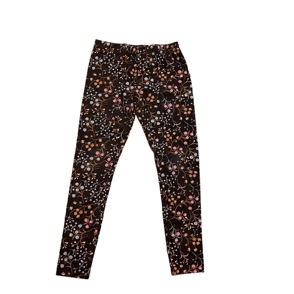The Children’s Place Chocolate Brown Smoky Blue Floral Print Leggings Size L